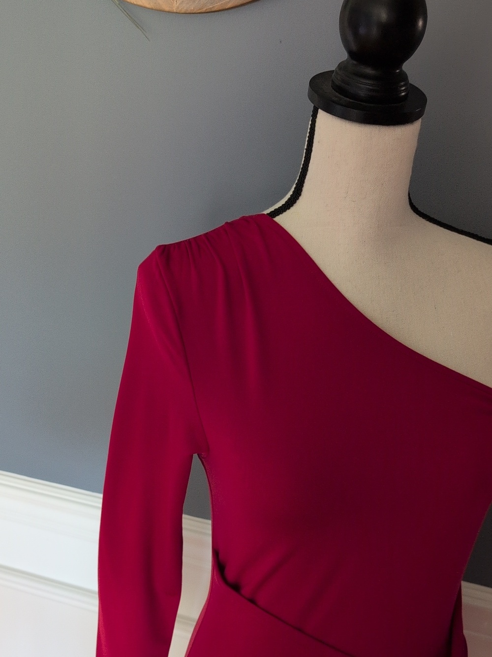Sleeveless One Shoulder Cocktail Dress Bodycon Tie Waist Dress - Red, Size Small - Picture 7 of 10